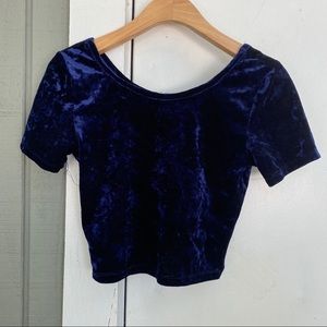 navy blue velvet crop top from forever 21